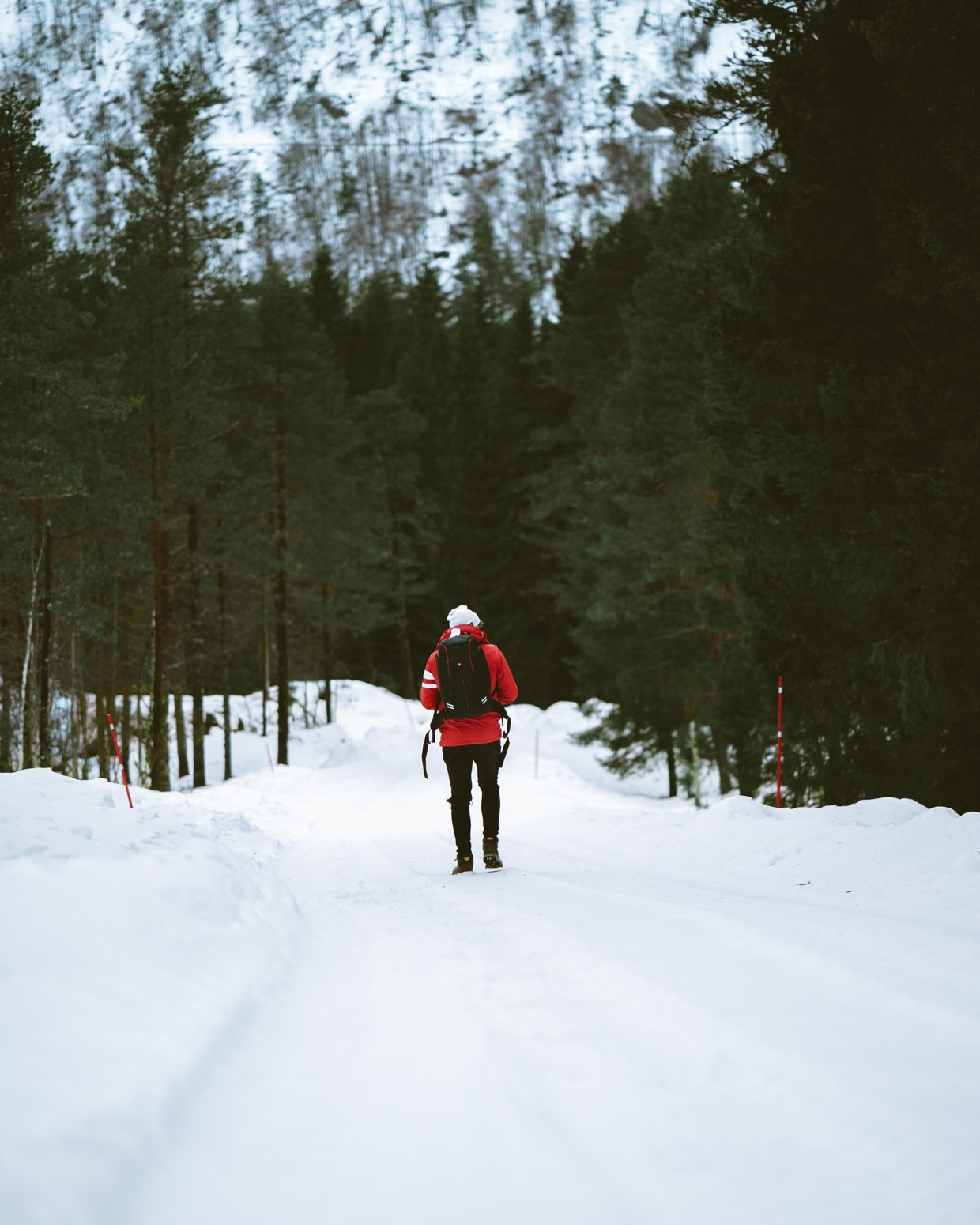 Man at the bottom of a mountain in Winter (Michael Shannon, Unsplash)